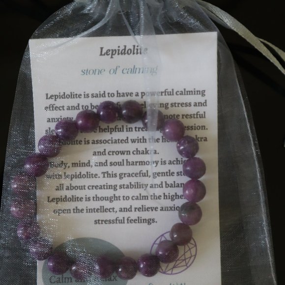 Lepidolite Gemstone Stretch Bracelet - Picture 9 of 9